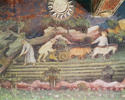 Der Monat September, Detail des Pflügens, um 1400 von Bohemian School